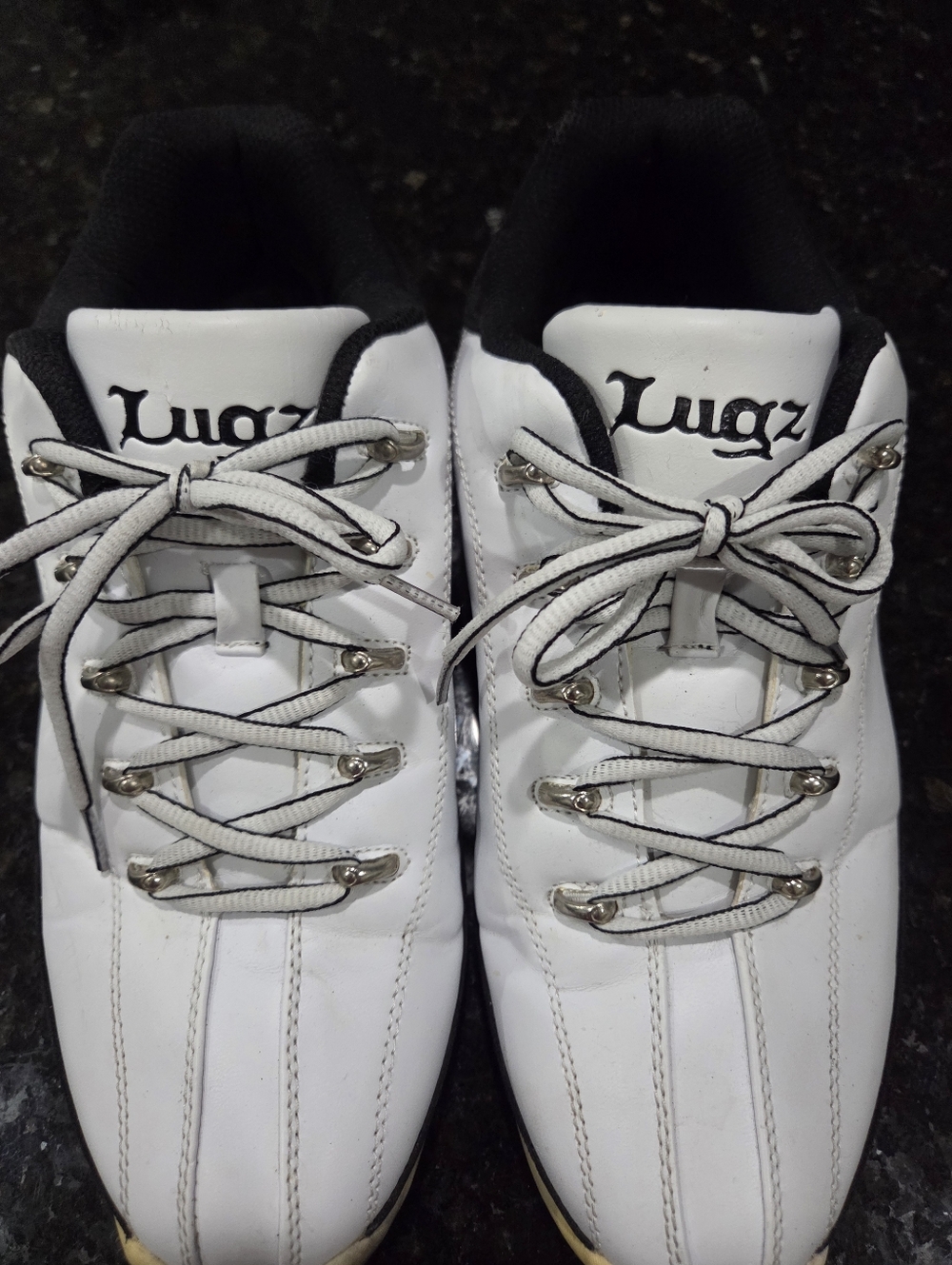 *Vintage As It Gets* Lugz White Leather Sneakers with Chrome LUGZ Logo